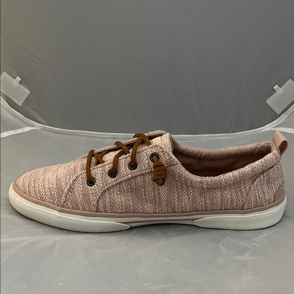 Sperry Women's Pier Wave Blush Pink Canvas Upper Slip On Sneakers - Size 9.5